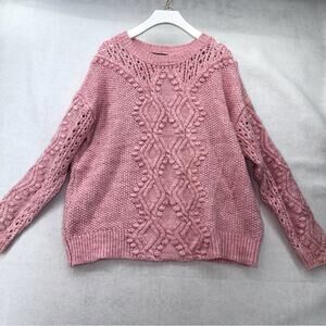 Women’s Cocobleu Cableknit Sweater Pink size Small